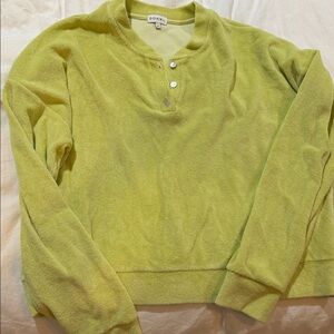 DONNI. Women’s Green Terry Cloth Henley Sweater
